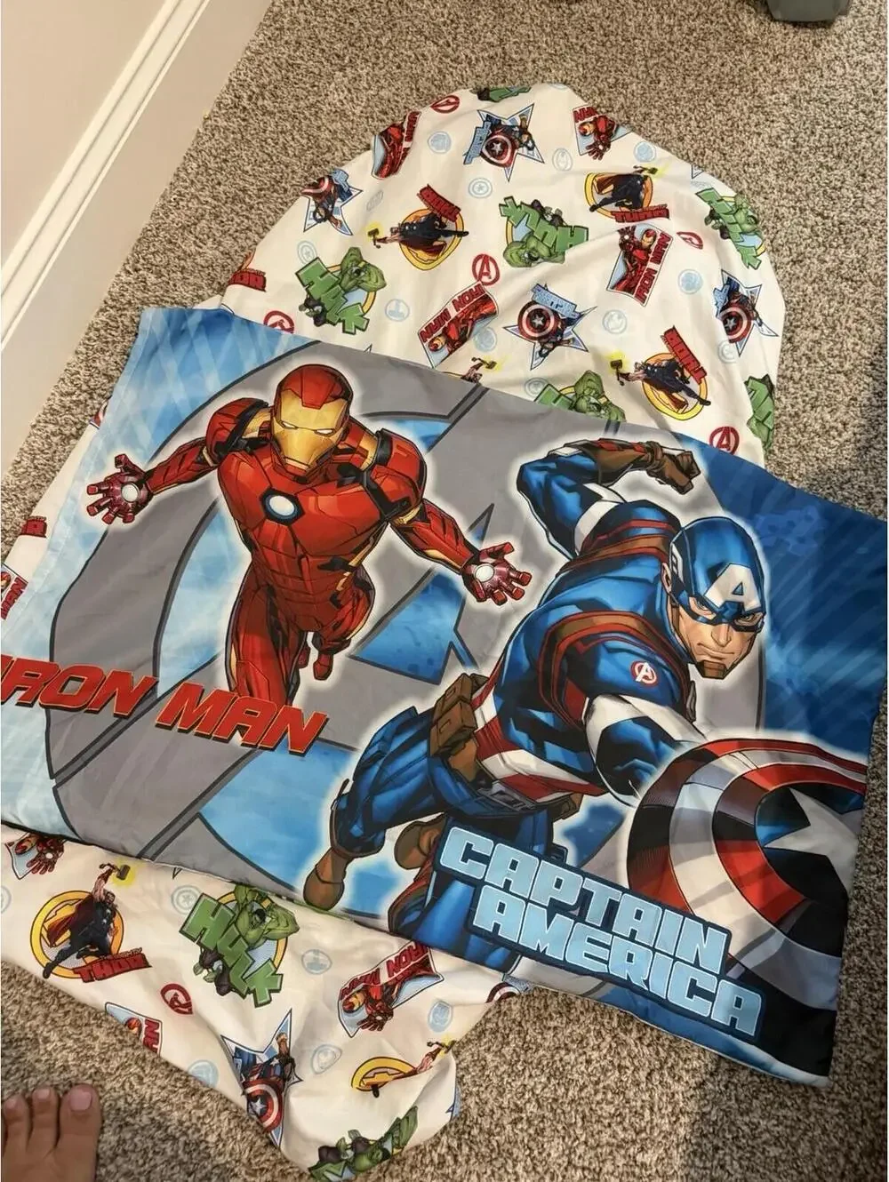 Marvel Avengers Superheroes 2piece TODDLER SHEET SET Fitted And Pillowcase